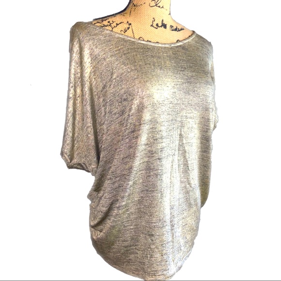 NWOT- XXI Gold Shimmey Dolman Sleeve top